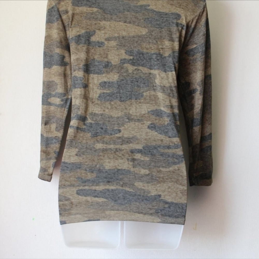 Lucky Brand Camo Long Sleeve Tee Lightweight Thin Burnout Women's Small S EUC - Picture 3 of 7